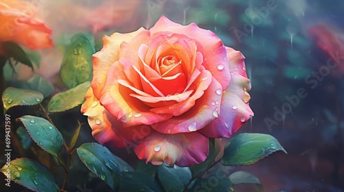 Watercolor Effect: Edit a rose photo to resemble a watercolor painting, enhancing its artistic appeal. Use soft brushstrokes, 