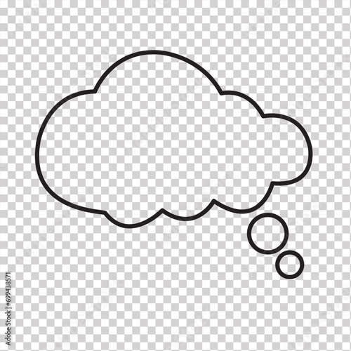 Think bubble isolated. Trendy think bubble in flat style. Modern template for social network and label. Creative thought balloon. Cloud line art, Dream isolated cloud vector EPS 10.
