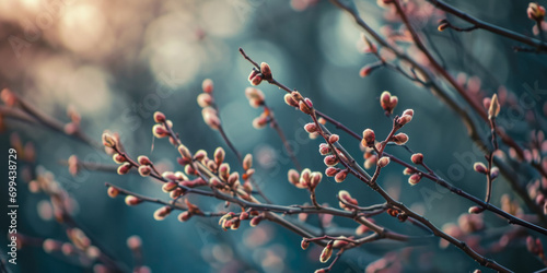 Spring Blooming Buds On Branches For Background Created Using Artificial Intelligence