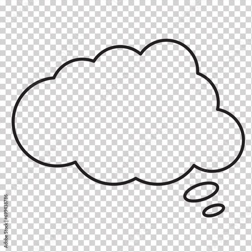 Think bubble isolated. Trendy think bubble in flat style. Modern template for social network and label. Creative thought balloon. Cloud line art, Dream  isolated cloud vector EPS 10.