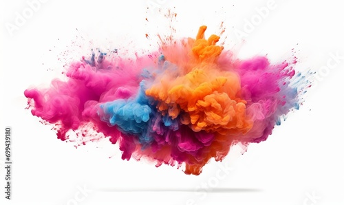 Explosion of colored powder  isolated on white background