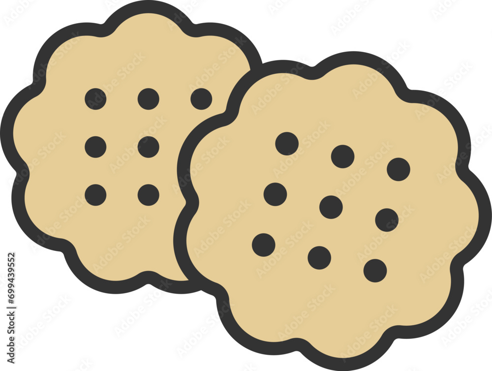 クッキーのアイコン(線画カラー)のイラスト クッキーのアイコン(線画カラー)のイラスト