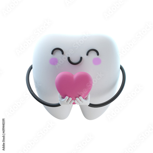 3d cute tooth cartoon character illustration