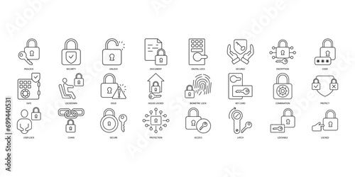 Lock icons set. Set of editable stroke icons.Vector set of Lock