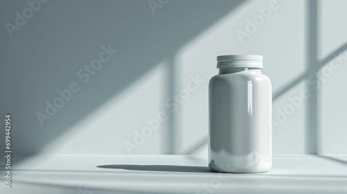 blank supplement bottle pill container product mockup on neutral background  photo