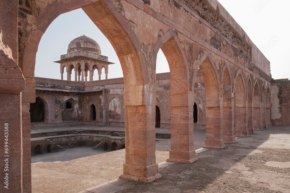 Beautiful architecture of Baz Bahadur Palace, Manduor Mandav, Madhya Pradesh, India, Asia.