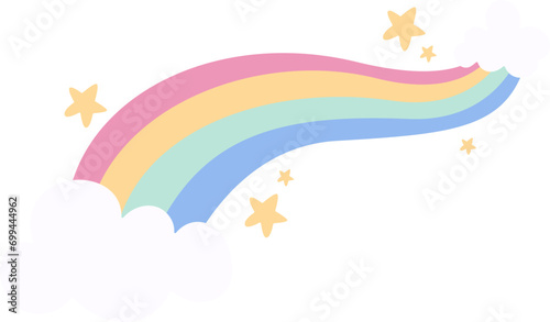 Cute Wavy Rainbow Clouds with Stars Simple Ornament photo