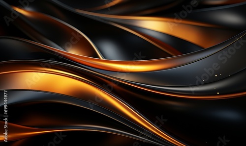Abstract luxury black and gold background with waves 3d wallpaper