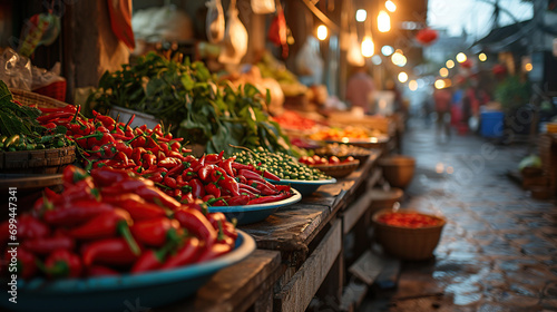 Red Chili Pepper at a street market photo
