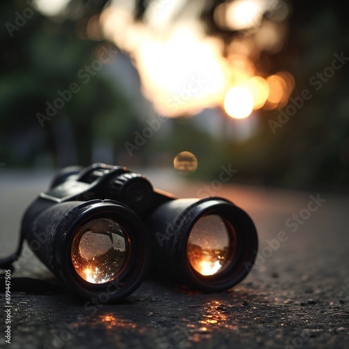 binoculars on the ground