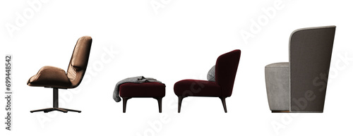 armchair isolate on a transparent background, interior furniture, 3D illustration, cg render