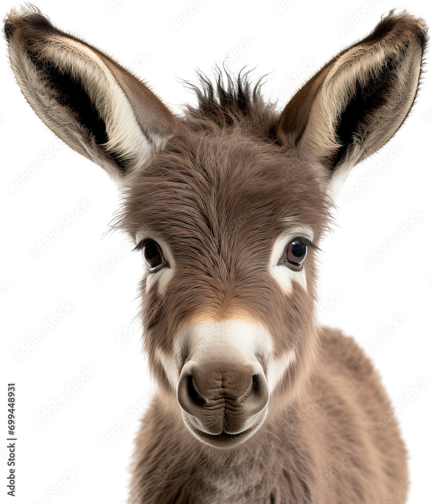 Baby donkey isolated on transparent background. PNG