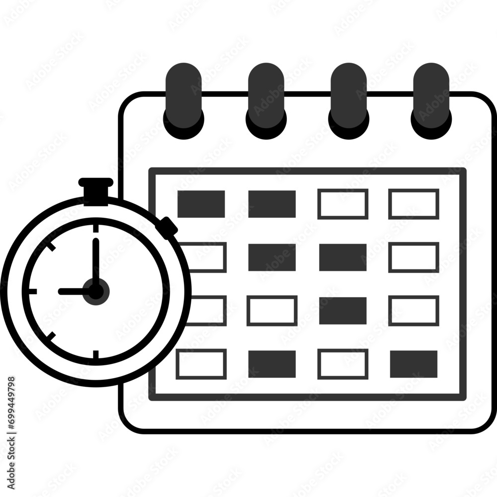 Calender With Clock Icon Calender With Clock Icon
