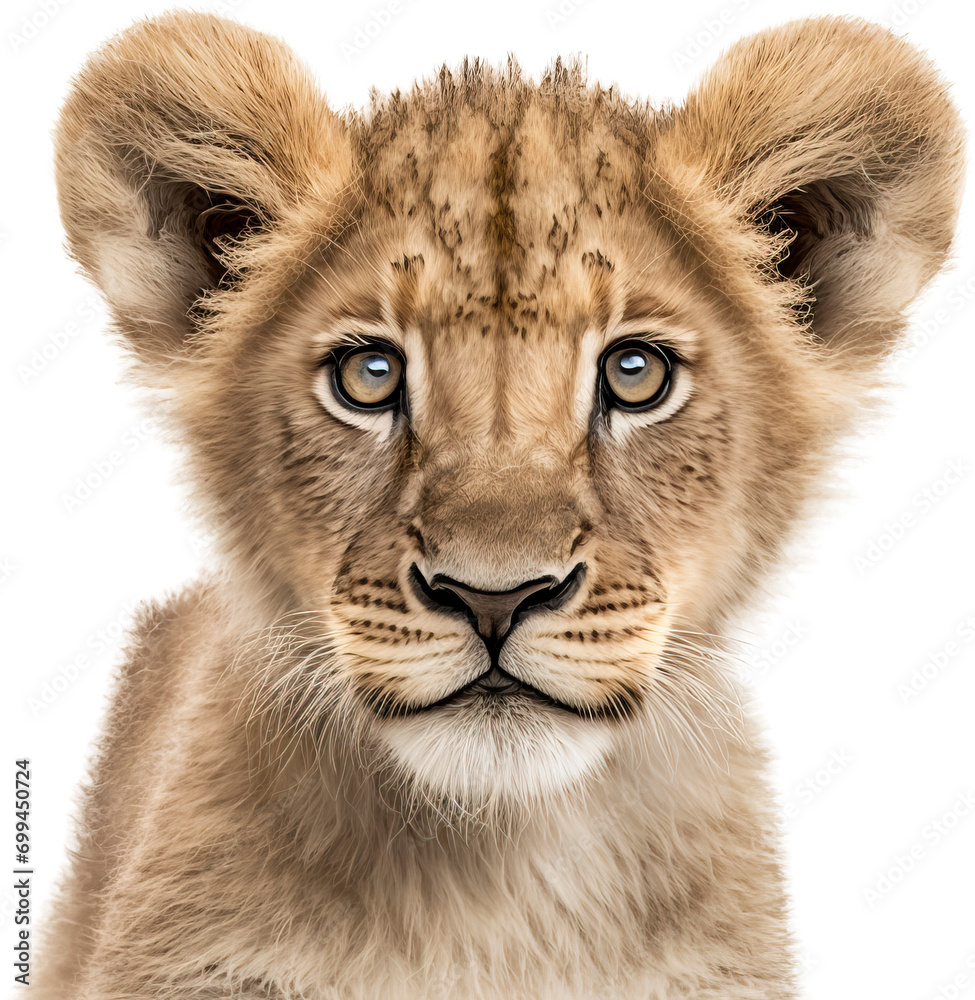 Baby lion isolated on transparent background. PNG
