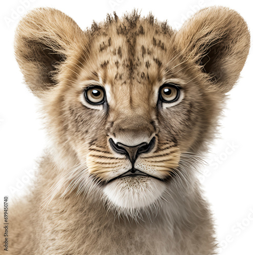 Baby lion isolated on transparent background. PNG