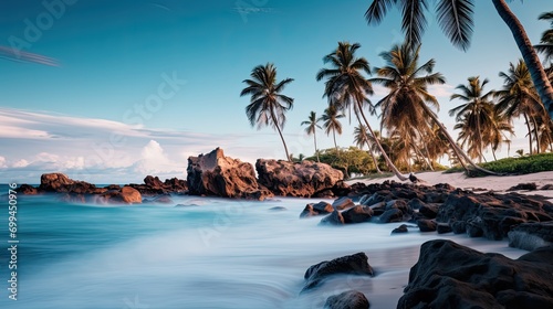 Fototapeta Naklejka Na Ścianę i Meble -  Dominican Republic white sand beach rocks