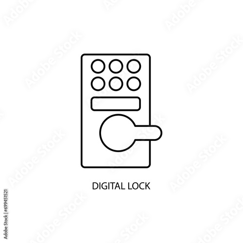 digital lock concept line icon. Simple element illustration. digital lock concept outline symbol design.