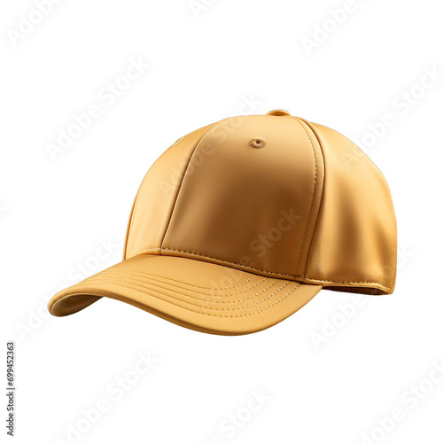 Gold fabric baseball cap isolated background