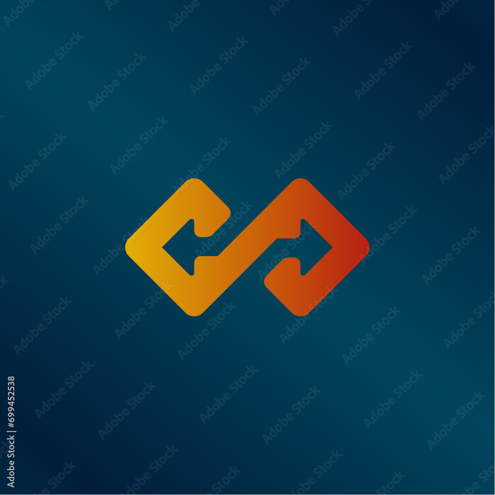 Infinity logo design with arrow vector illustration