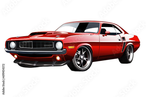 highly detailed and realistic illustration of a classic muscle car