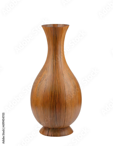 Empty wooden vase - isolated on white background