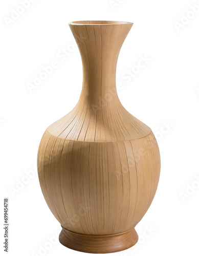 Empty wooden vase - isolated on white background