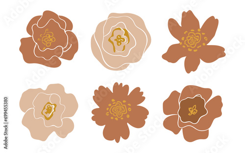 Abstract flowers vector clipart. Spring illustration.