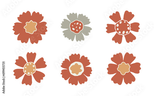 Abstract flowers vector clipart. Spring illustration.