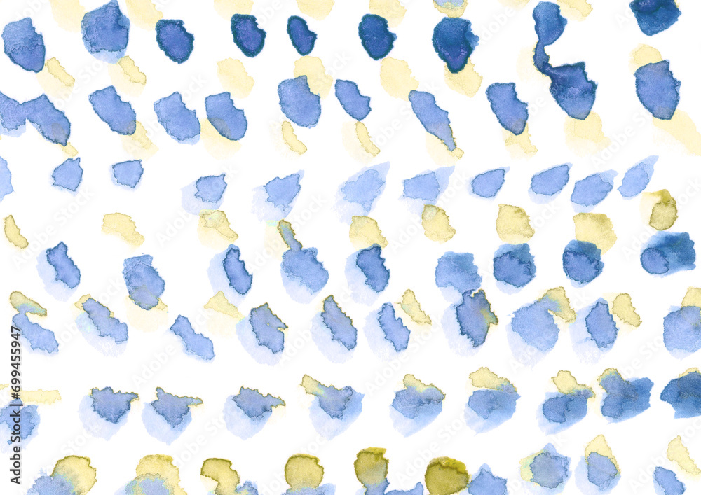 青と黄色のドットが散った水彩テクスチャの背景イラスト素材