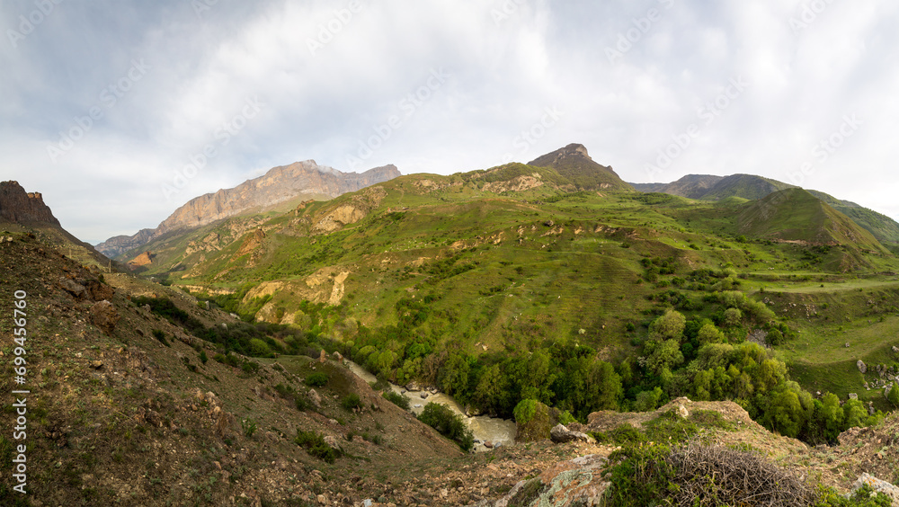 Panoramic view of the Caucasus mountains