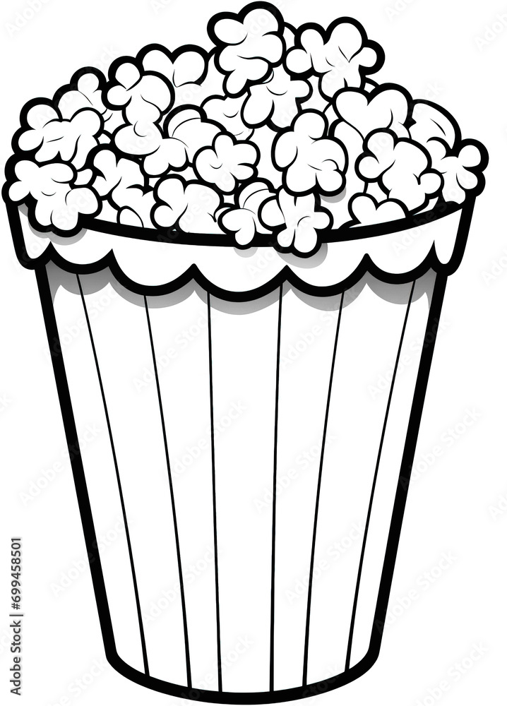 Popcorn coloring page isolated on transparent background Stock ...