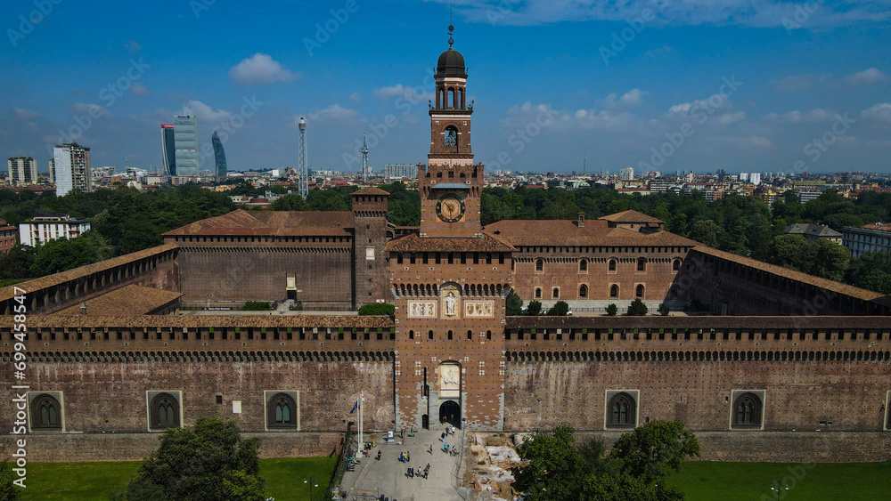 Aerial view of Castello Sforzesco, Milan