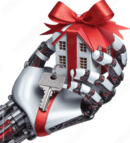 robot hand hold house key