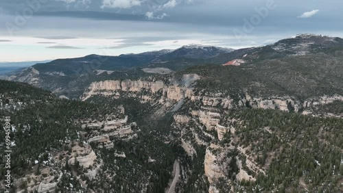 Massive Canyons At The State Route Near Cedar City, Utah, USA. Aerial Wide Shot photo