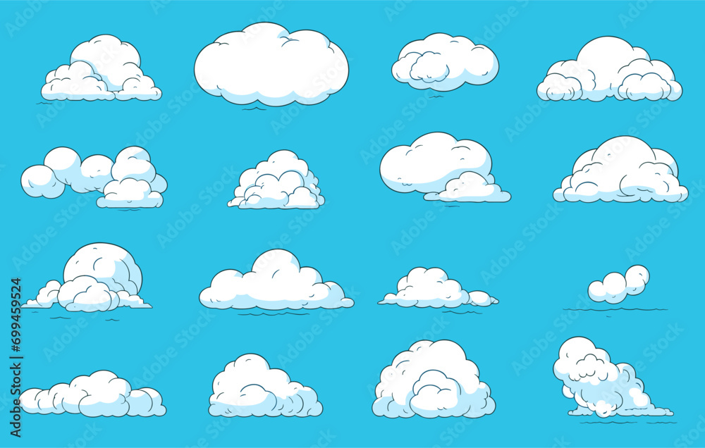 set of clouds vector illustration - obrazy, fototapety, plakaty 