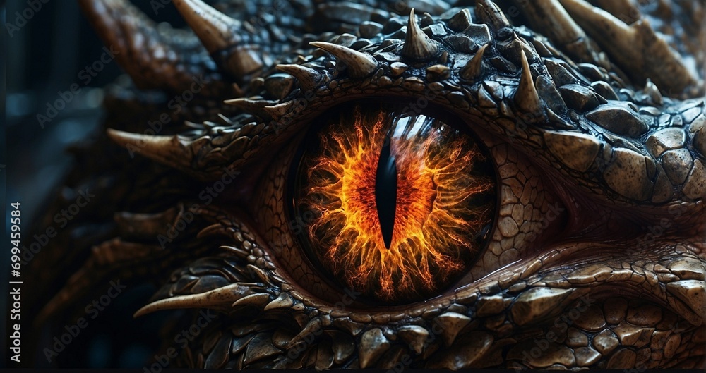 A dragon's eye close-up, revealing intricate details and an otherworldly glow that captivates the viewer. hyper-realistic, lifelike, ultra-detailed, Wide-angle lens -Generative Ai A dragon's eye close-up, revealing intricate details and an otherworldly glow that captivates the viewer. hyper-realistic, lifelike, ultra-detailed, Wide-angle lens -Generative Ai