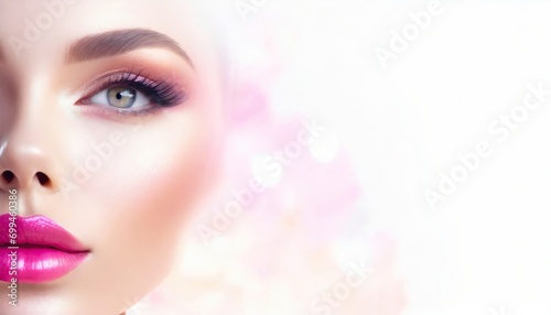 Pink Dream: Makeup Close-Up with Copyspace