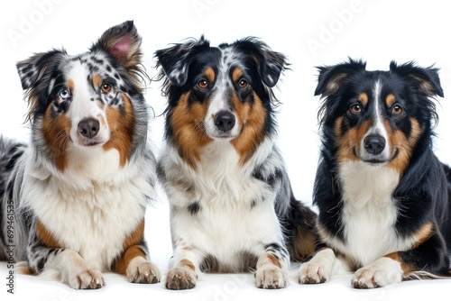Three dogs sitting next to each other. Suitable for various pet-related projects