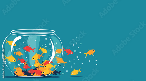 Ideas swimming in a fishbowl: A fishbowl filled with colorful idea-fish, each representing a different concept.