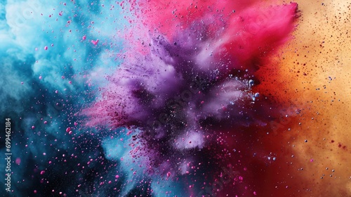 A vibrant powder cloud consisting of red and blue colors. Perfect for adding a burst of color and energy to any project or event