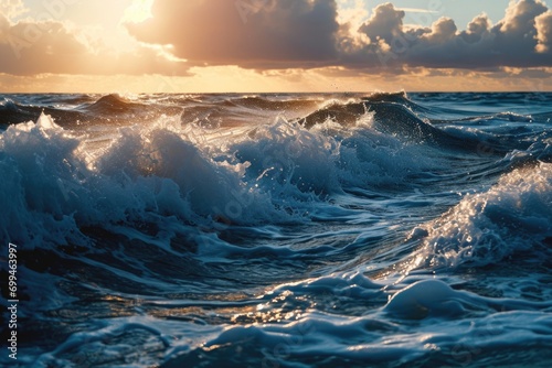 A beautiful sunset over the ocean waves. Perfect for beach and nature-related projects