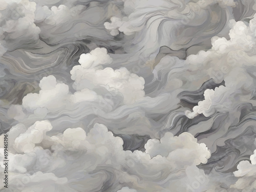 "Drifting Clouds: Silver Marble Elegance with Tranquil Beauty"