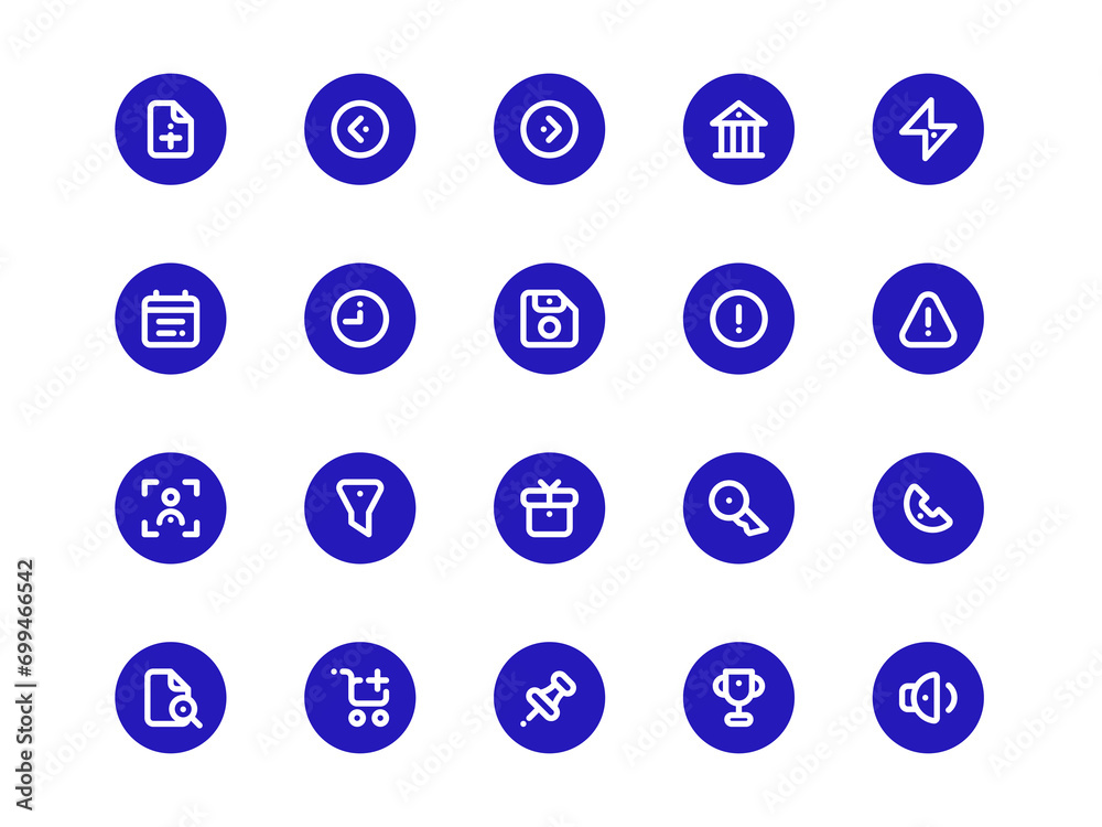 Circular Outline Style User Interface Icon Pack. Collection of Essential Icon Sets, Perfect for Websites, Landing Pages, Mobile Apps, Presentations and for UI UX Needs.