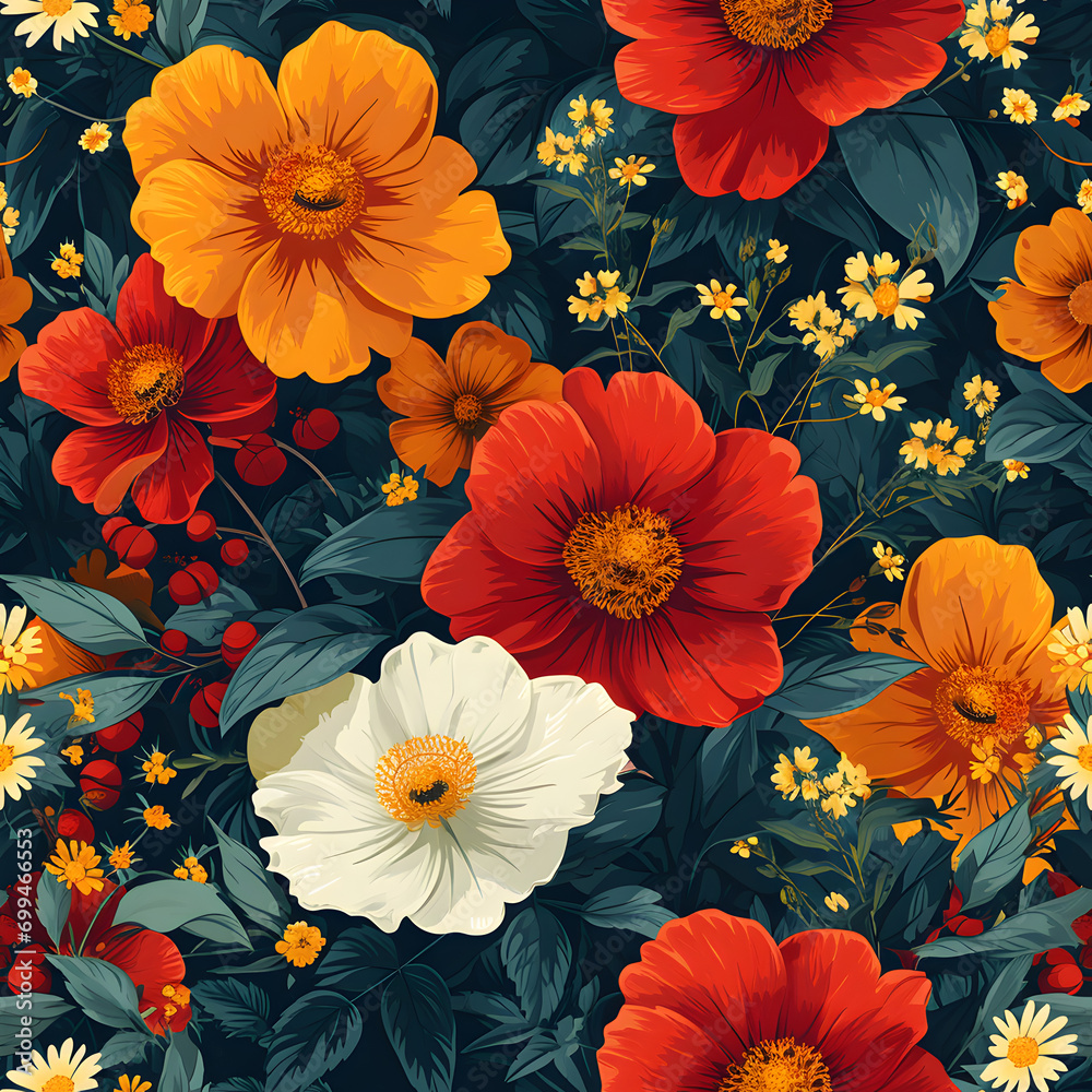 seamless floral background, ai generative seamless floral background, ai generative