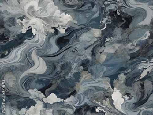 "Marine Majesty: Grays and Blues in Marble Evoking Coastal Grandeur"