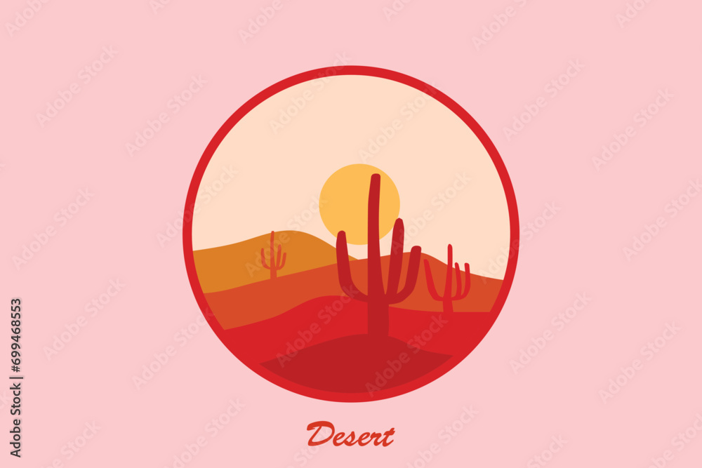 Obraz premium The desert logo illustration design is suitable for the adventure theme.