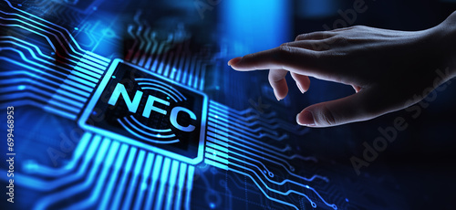 NFC Wireless communication technology Digital payment concept. photo