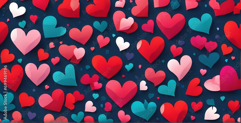 Colorful Hearts Background for Valentine's Day Generative ai
