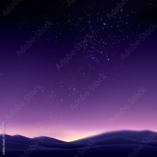 Starry purple starry sky over the desert