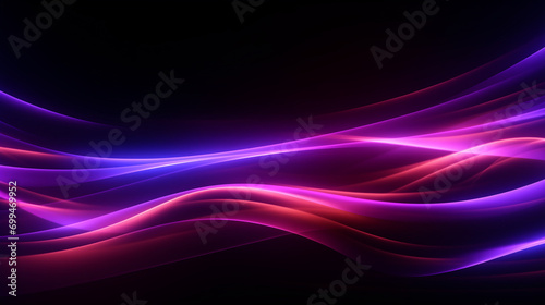 Neon futuristic flashes on black background. Motion light lines backdrop. For banner, postcard, illustration. Generative Ai